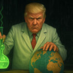 Trump is evil genius in scary underground lab concocting schemes to rule the world.