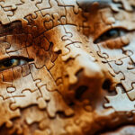 people are like jigsaw puzzles - wooden jigsaw puzzle of a face, partially complete