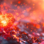 Heart with radiating light, abstract. God is love. The perfect prayer.