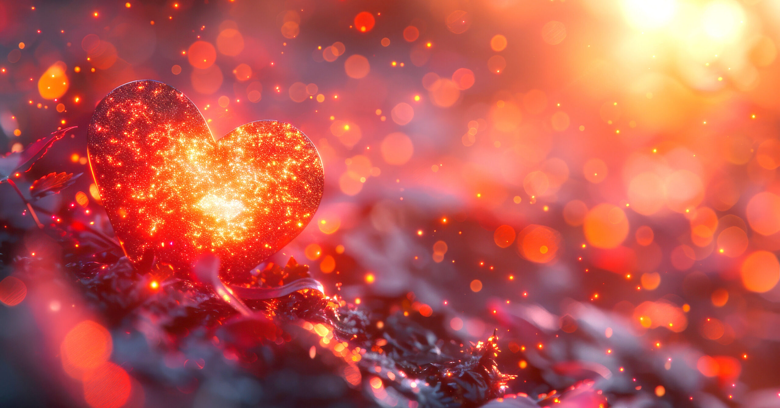 Heart with radiating light, abstract. God is love. The perfect prayer.